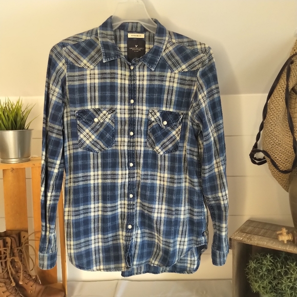 American Eagle Outfitters Boyfriend Fit Flannel Size M - Picture 5 of 10